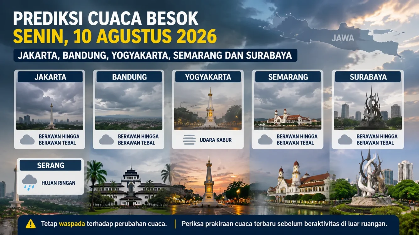 Prediksi Cuaca di Seluruh Jawa 10 Agustus 2026