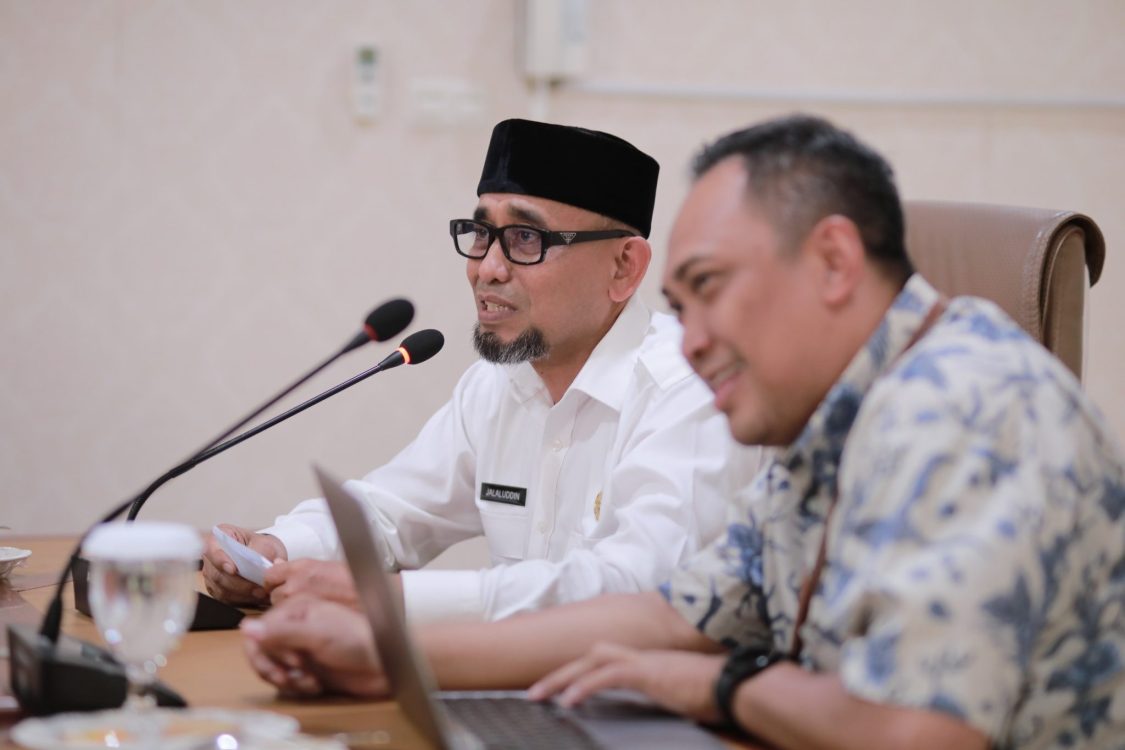 : Sekretaris Daerah Kota Banda Aceh Jalaluddin saat menerima kunjungan tim Badan Riset dan Inovasi Nasional (BRIN) di Pendopo Wali Kota Banda Aceh, Rabu (12/8/2026).