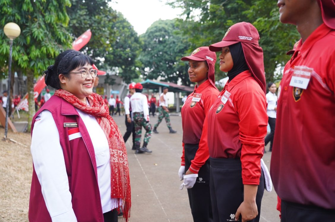 : Wakil Kepala BPIP Rima Agristina saat ditemui InfoPublik dalam kegiatan latihan Paskibraka HUT ke-81 Kemerdekaan RI di Kantor Pusat Pengembangan Sumber Daya Manusia (PPSDM) Kementerian Pendidikan Dasar dan Menengah, Depok, Jawa Barat, Sabtu (3/8/2026). (Amiri Yandi/InfoPublik)