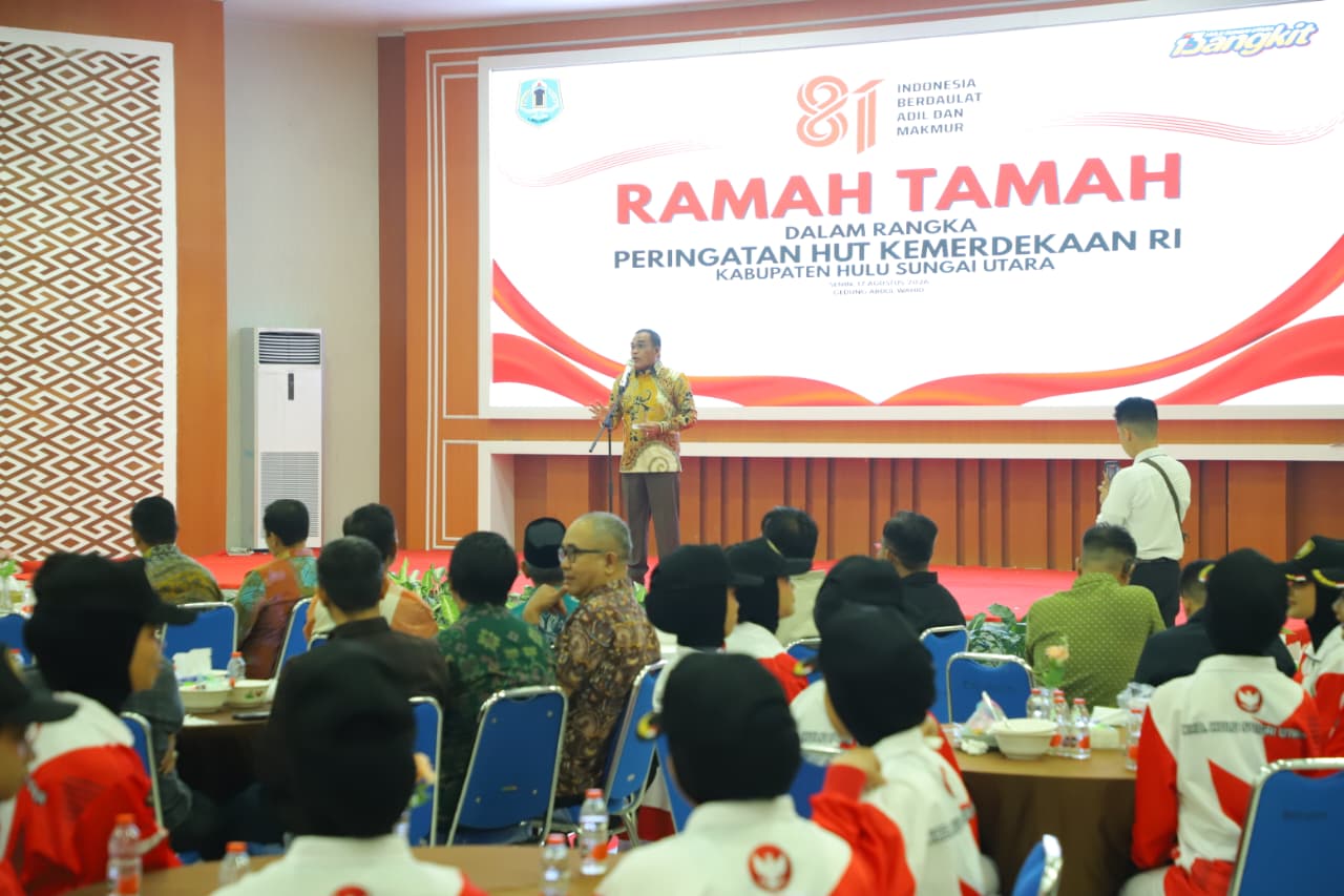 : Acara ramah tamah dan silaturahmi bersama seluruh anggota Paskibraka Kabupaten HSU Tahun 2026, yang berlangsung hangat di Gedung H. Abdul Wahid HK, Senin (17/8/2026) malam.