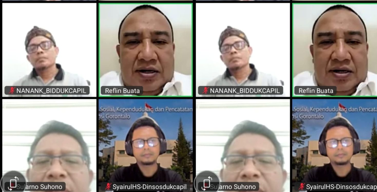 : Pertemuan virtual seluruh ASN, PPPK paruh waktu, dan tenaga outsourcing Dinsosdukcapil Provinsi Gorontalo. (tangkapan layar)