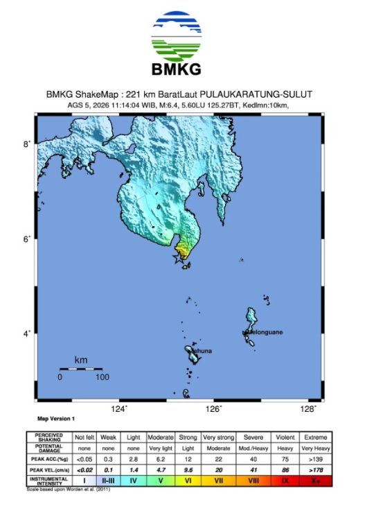 Gempa M6,4 Guncang Kepulauan Talaud, Tidak Ada Kerusakan Maupun Korban Jiwa
