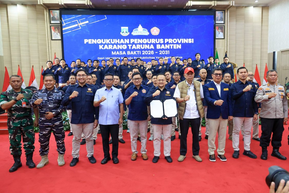: Pengukuhan Pengurus Provinsi Karang Taruna Banten masa bakti 2026-2031 di Kawasan Pusat Pemerintahan Provinsi Banten (KP3B), Curug, Kota Serang. Kamis (20/8/2026)/ (Biro Adpimpro Banten).