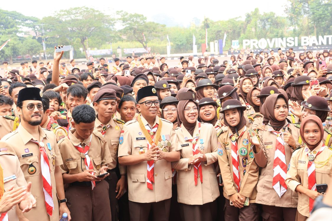 : Gubernur Banten, Andra Soni usai menjadi pembina Upacara Peringatan Hari Pramuka ke-65 di Lapangan Upacara Gubernur Banten, KP3B, Curug, Kota Serang, Selasa (18/8/2026)/ (Biro Adpimpro Banten)