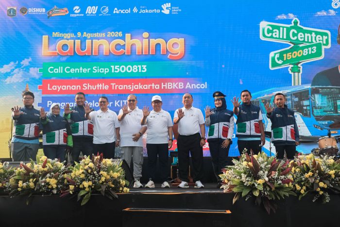 : Gubernur DKI Jakarta, Pramono Anung, meluncurkan Call Center Dinas Perhubungan (Dishub) DKI Jakarta 1500813 di Bundaran Hotel Indonesia, Jakarta Pusat, Minggu (9/8/2026).(Pemprov DKI Jakarta)