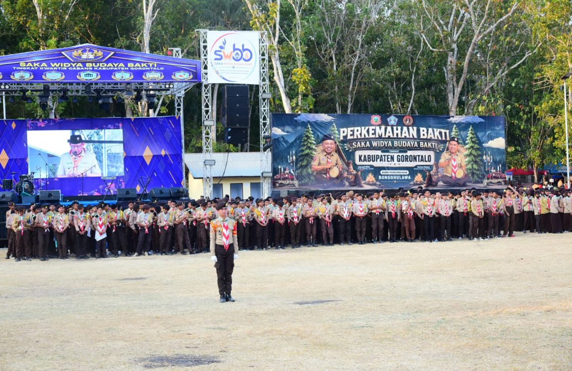 : Kwartir Daerah Provinsi Gorontalo menggelar upacara peringatan HUT ke-65 Pramuka yang dipusatkan di Bumi Perkemahan Bongohulawa, Kecamatan Limboto, Kabupaten Gorontalo, Sabtu (29/8/2026). Foto – Nova Diskominfotik.