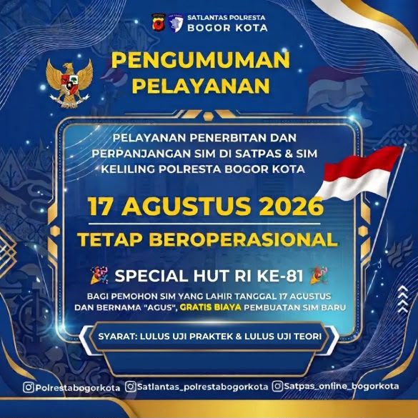 Kado HUT ke-81 RI, Warga Bogor Bernama Agus Bisa Bikin SIM Gratis