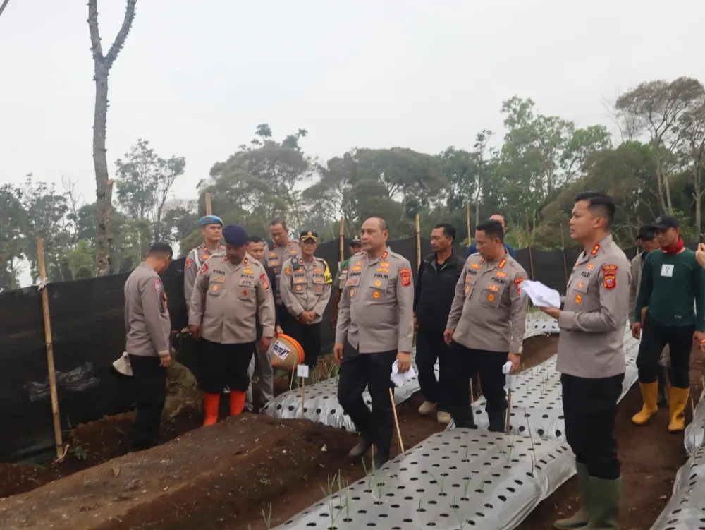 Kapolda Jabar Tinjau Kesiapan Lahan untuk Tanam Bibit Bawang Putih di Subang