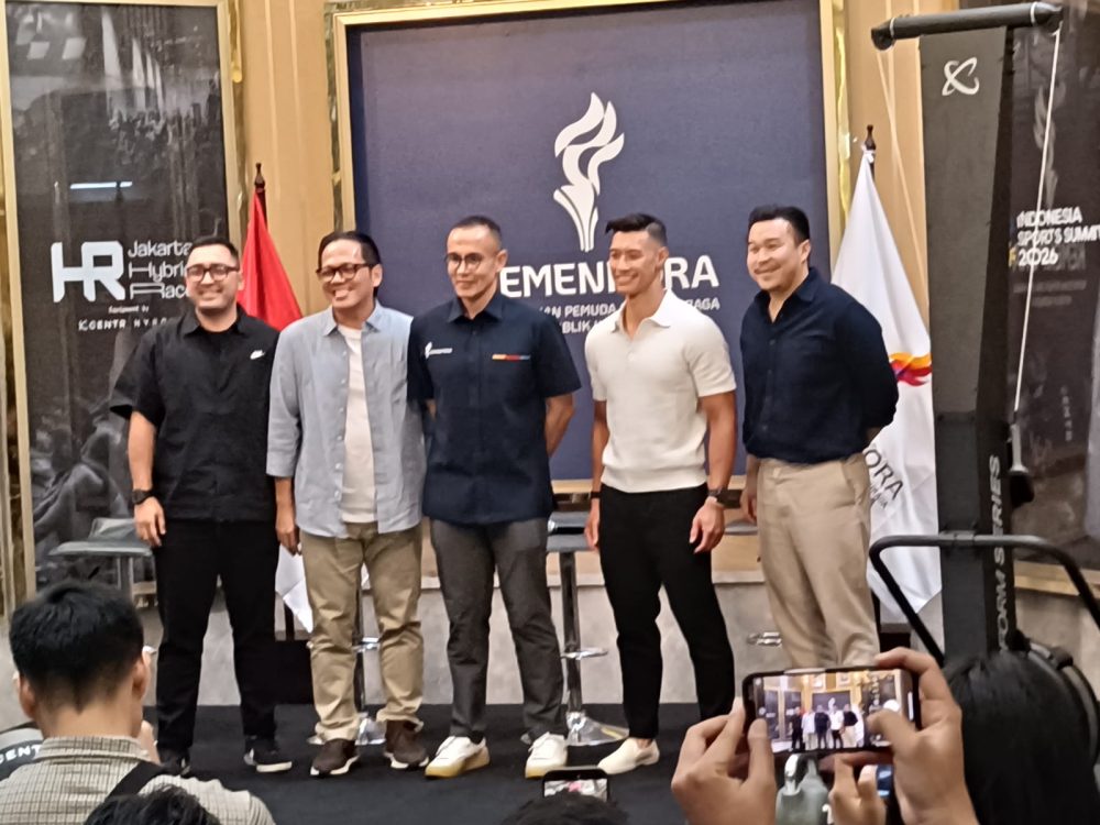 : Kementerian Pemuda dan Olahraga bersama 20FIT Event resmi meluncurkan Indonesia Sports Summit 2026 x Jakarta Hybrid Race. Kompetisi hybrid fitness yang memadukan lari dan latihan fungsional itu akan digelar pada 11–13 September 2026 di Jakarta International Convention Center dan menargetkan lebih dari 2.000 peserta./Foto Humas Kemempora