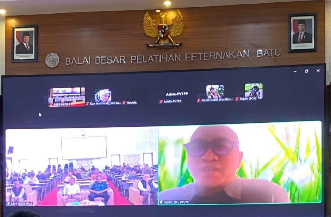 : Kepala Pusat PVTPP, Indra Zakariya Rayusman saat memberikan arahan secara online kegiatan Evaluasi Layanan PVT Wilayah Jawa Timur di Kota Batu, Kamis (20/8/2026). (Dok. Kementan)