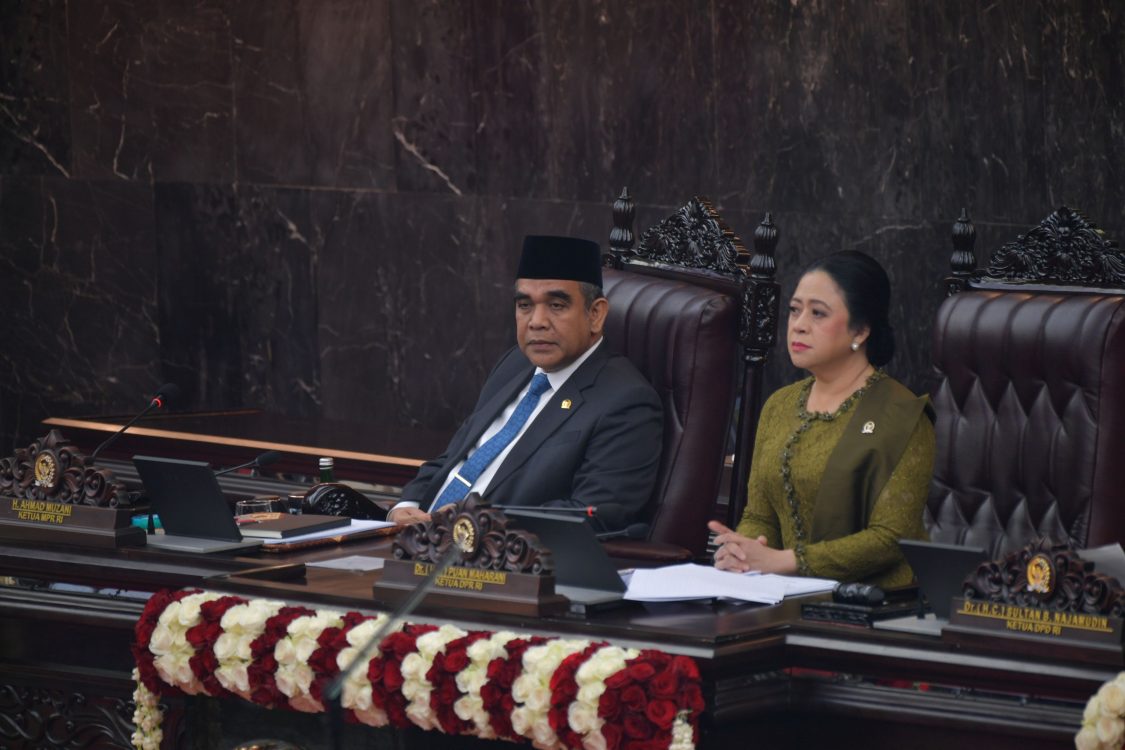 : Ketua Majelis Permusyawaratan Rakyat (MPR) RI Ahmad Muzani, bersama Ketua DPR RI Puan Maharani dalam Sidang Tahunan MPR RI dan Sidang Bersama DPR RI dan DPD RI Tahun 2026 di Gedung MPR/DPR/DPD RI, Jakarta, Jumat (14/8/2026). Foto: Amiriyandi InfoPublik
