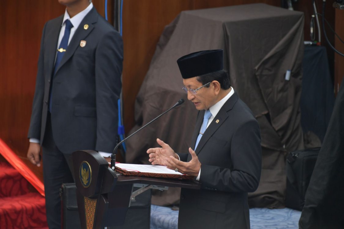 : Menteri Agama Nasaruddin Umar Nasaruddin Umar pada pembukaan Sidang Tahunan MPR RI dan Sidang Bersama DPR RI dan DPD RI Tahun 2026 di Gedung MPR/DPR/DPD RI, Jakarta, Jumat (14/8/2026).