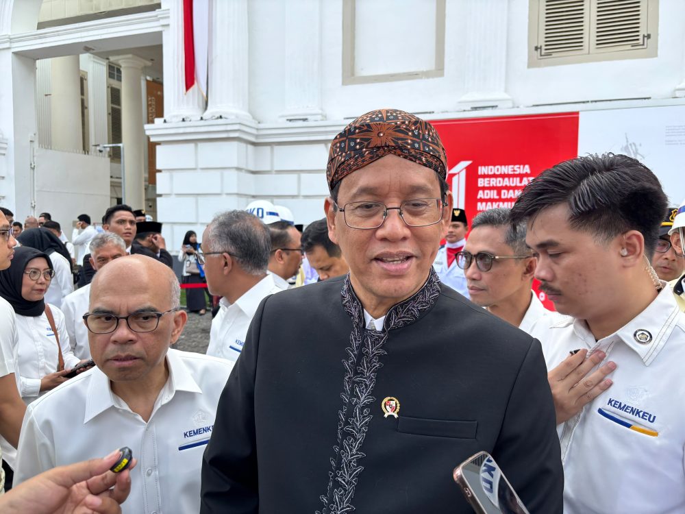 : Menkeu Purbaya saat memberikan keterangan kepada awak media pada momentum peringatan Hari Ulang Tahun ke-81 Kemerdekaan Republik Indonesia, di Kementerian Keuangan, Jakarta, Senin (17/8/2026). (Dok. Kemenkeu)