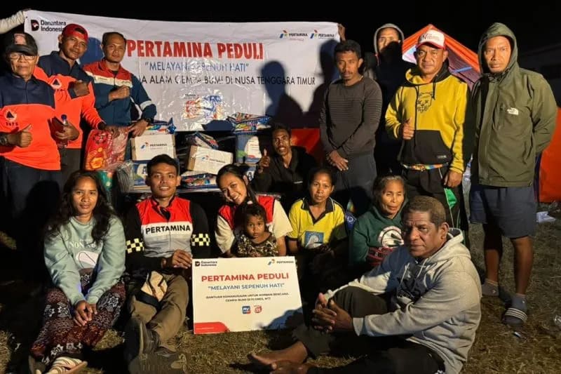 : Pertamina Peduli menyalurkan bantuan bagi penyintas gempa di Kecamatan Palue, Kabupaten Sikka, NTT, pada 20-21 Agustus 2026. (ANTARA/HO-PT Pertamina Patra Niaga)