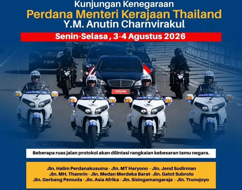 PM Thailand Datang ke Jakarta, Polda Metro Jaya Imbau Pengendara Antisipasi Rekayasa Lalu Lintas