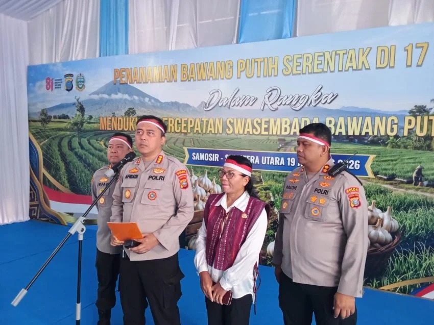 Polri dan Pemkab Samosir Gerakkan Penanaman Bawang Putih, Dukung Swasembada Pangan Nasional