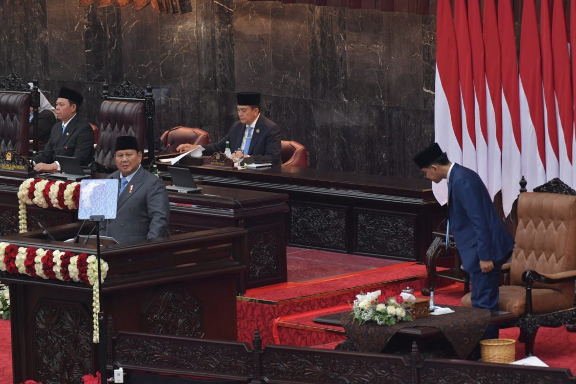 : Presiden Republik Indonesia (RI), Prabowo Subianto, dalam Sidang Tahunan MPR RI serta Sidang Bersama DPR RI dan DPD RI di Kompleks Parlemen, Senayan, Jakarta, Jumat (14/8/2026). Amiriyandi/IGID