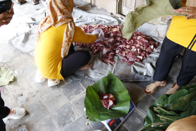 Salurkan Hewan Kurban, UGM Ajak Warga Bungkus Daging dengan Daun Jati
