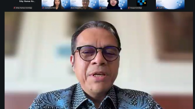 : Wakil Menteri Komunikasi dan Digital Nezar Patria dalam Pelatihan Dampak AI pada Pekerjaan dan Tenaga Kerja (AI Impact on Workforce) yang diikuti secara daring dari Jakarta mengatakan kemajuan AI generatif telah membawa peluang peningkatan produktivitas sekaligus kekhawatiran terhadap perubahan struktur pekerjaan. Foto: Humas Kemkomdigi