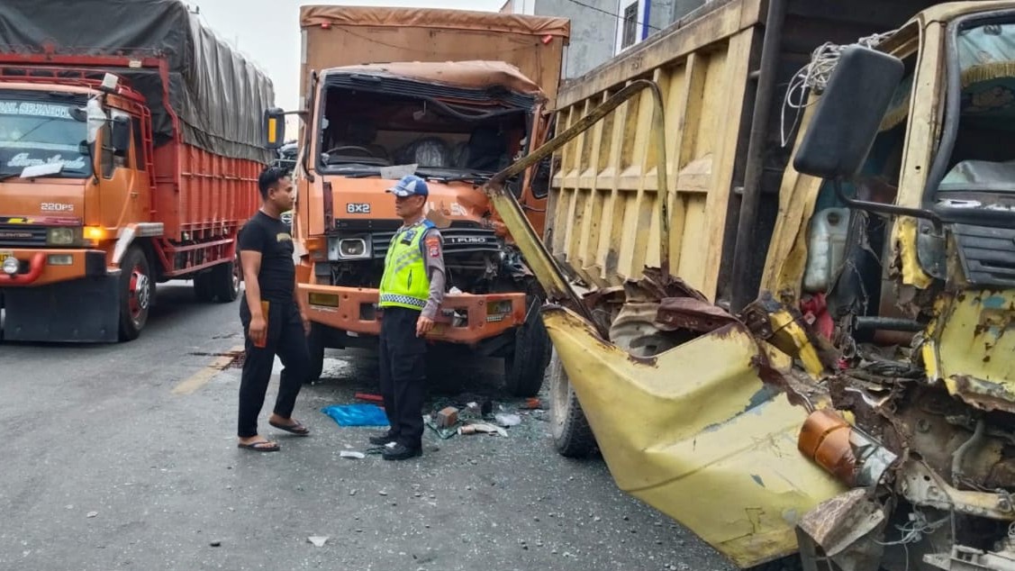 Tabrakan Beruntun di Antrean BBM Perbaungan Sumut, Satlantas Polres Sergai Gercep Olah TKP