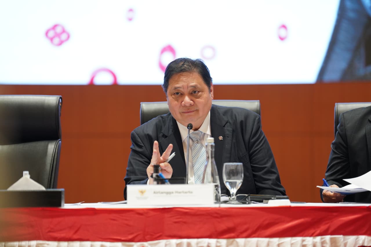 : Menteri Koordinator Bidang Perekonomian Airlangga Hartarto dalam Konferensi Pers RAPBN dan Nota Keuangan Tahun Anggaran 2027 di Kantor Direktorat Jenderal Pajak, Jumat (14/8/2026). (KemenkoEkon)