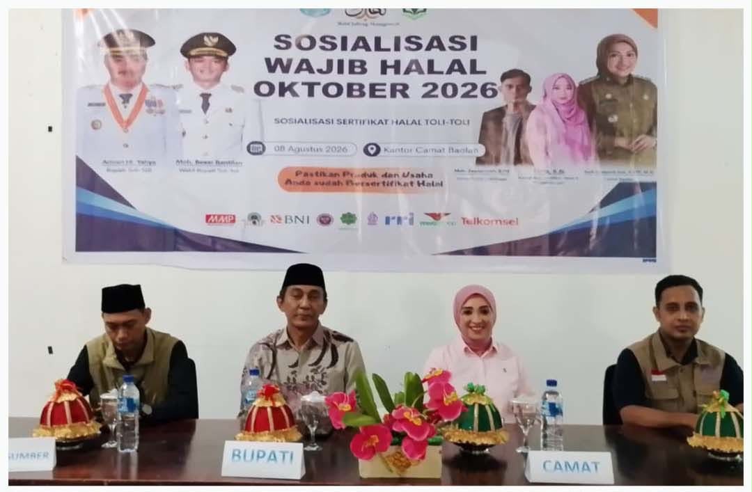 : Pelaksana Halal Sulteng Management menggelar Sosialisasi Wajib Halal Oktober 2026 di Kantor Kecamatan Baolan, Kabupaten Tolitoli, Sabtu (8/8/2026)/ MC Tolitoli.
