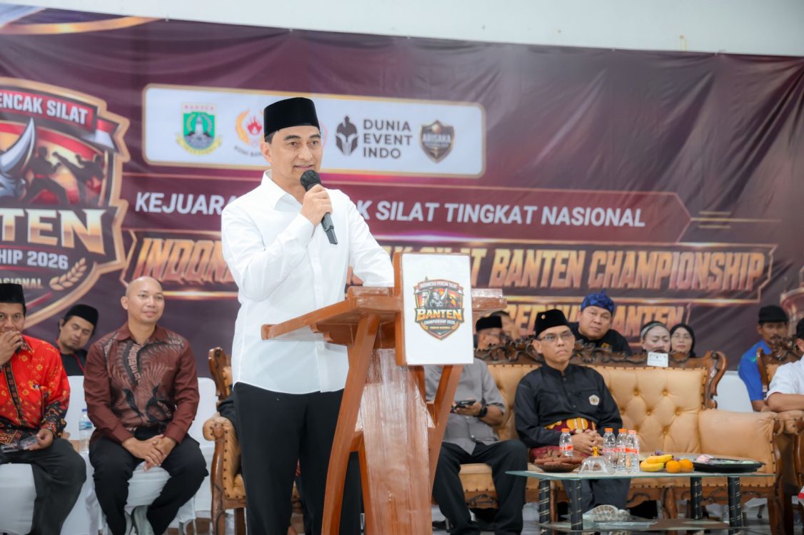 : Wagub Banten, Dimyati membuka secara resmi ajang Indonesia Pencak Silat Banten Championship 2026 di Gelanggang Remaja, Ciceri, Kota Serang, Jumat (28/8/2026)/(Biro Adpimpro Banten).