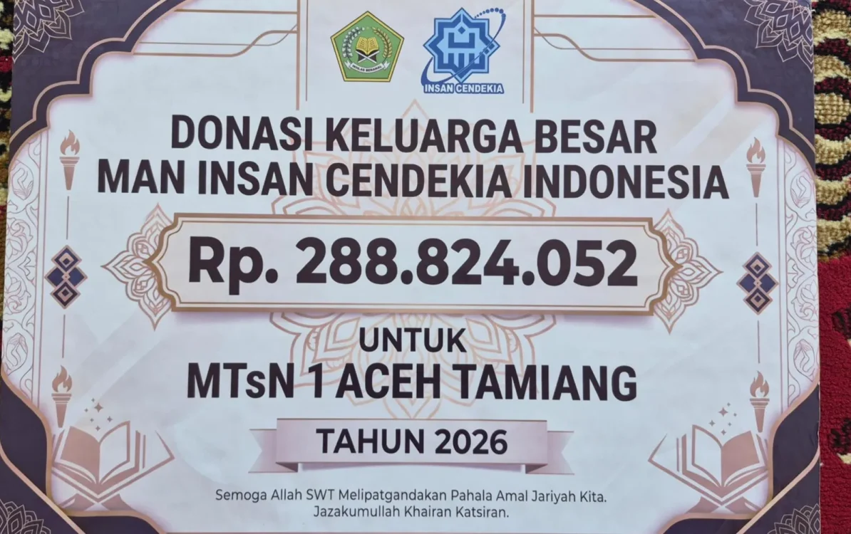 25 MAN IC Salurkan Rp228,8 Juta Bantuan Pascabanjir ke MTsN 1 Aceh Tamiang