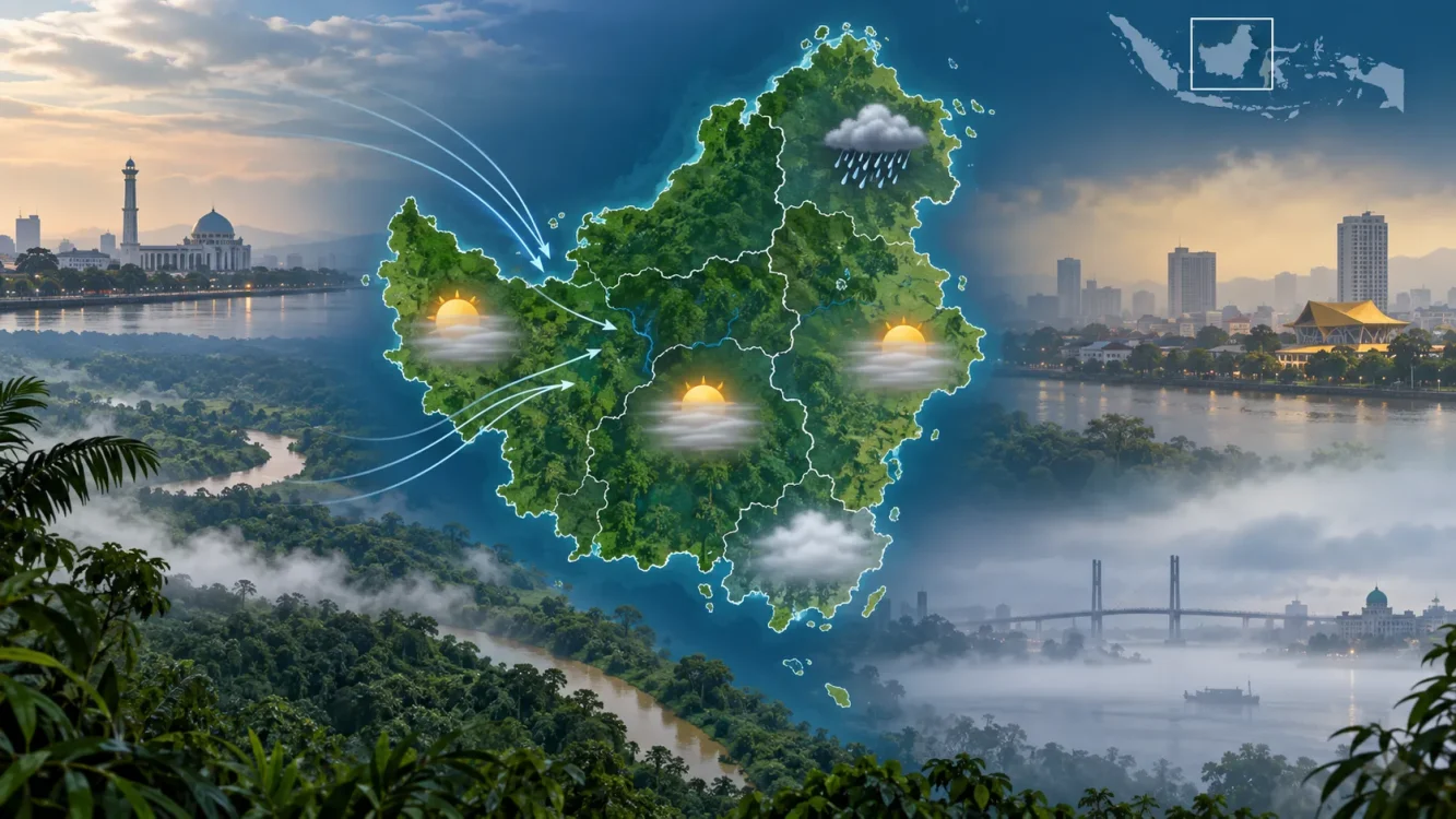Cuaca Besok Kalimantan 6 September 2026 Tanjung Selor Hujan, Banjarmasin Berkabut