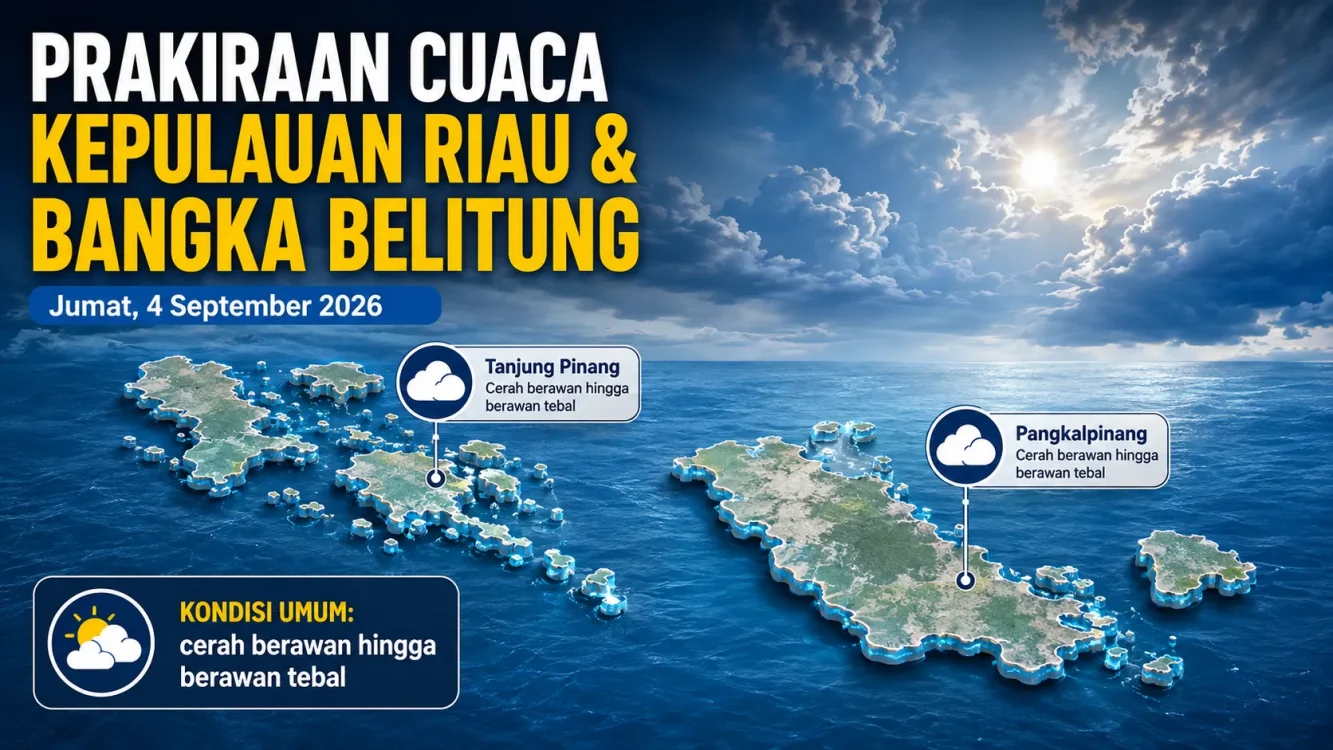 Cuaca Besok Kepri dan Bangka Belitung Tanjung Pinang-Pangkalpinang Diprakirakan Berawan