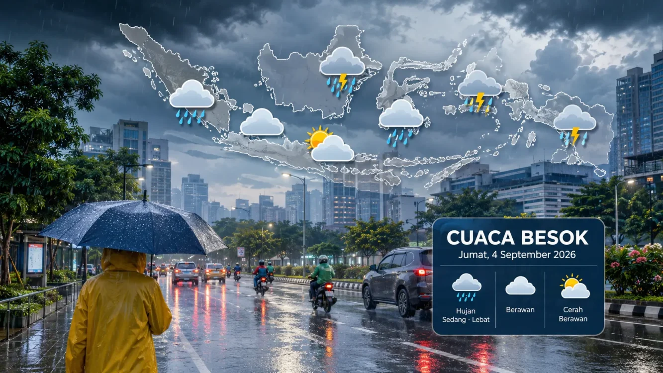 Daftar Kota yang Berpotensi Hujan Besok 4 September 2026, dari Medan hingga Jayawijaya
