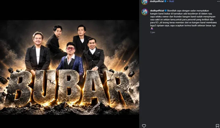 Foto Tangkapan Layar Instagram Dodhy saat umumkan Kangen Band bubar