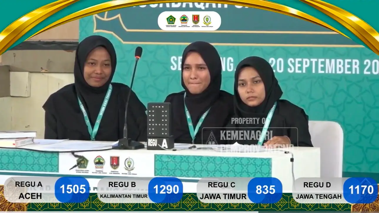 Aceh Juara 1 Fahmil Qur’an Putri di MTQN 2026, Kaltim Juara 2