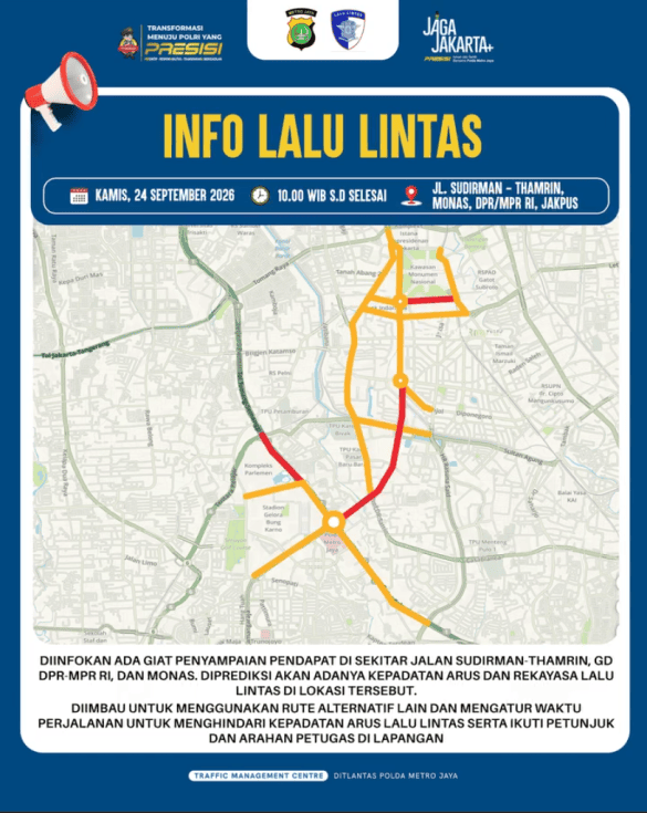 Aksi Buruh 50 Ribu Orang di Jakarta, Polda Metro Jaya Siapkan Jalur Alternatif