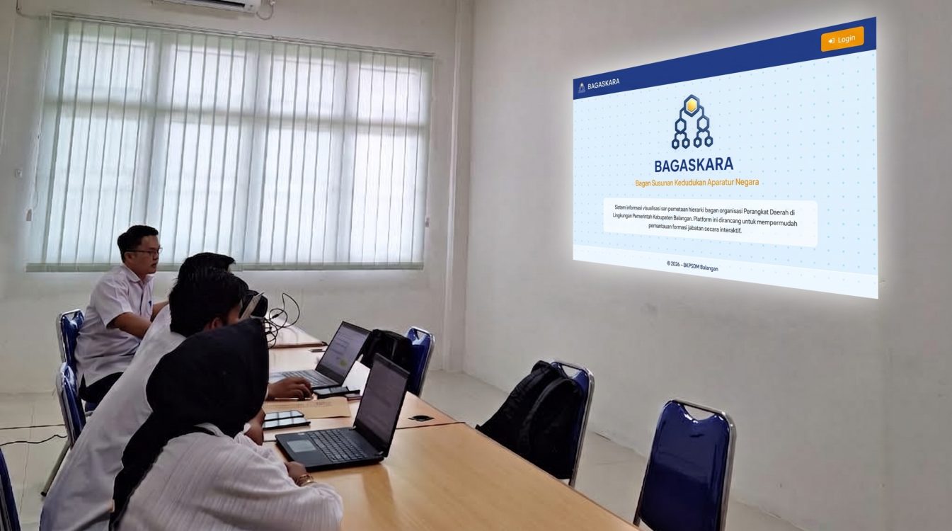 : BAGASKARA (Bagan Susunan Kedudukan Aparatur Negara), aplikasi yang dikembangkan BKPSDM Balangan untuk memvisualisasikan struktur organisasi perangkat daerah sekaligus membantu memantau jabatan yang kosong maupun berpotensi segera kosong. - Foto: Mc.Balangan