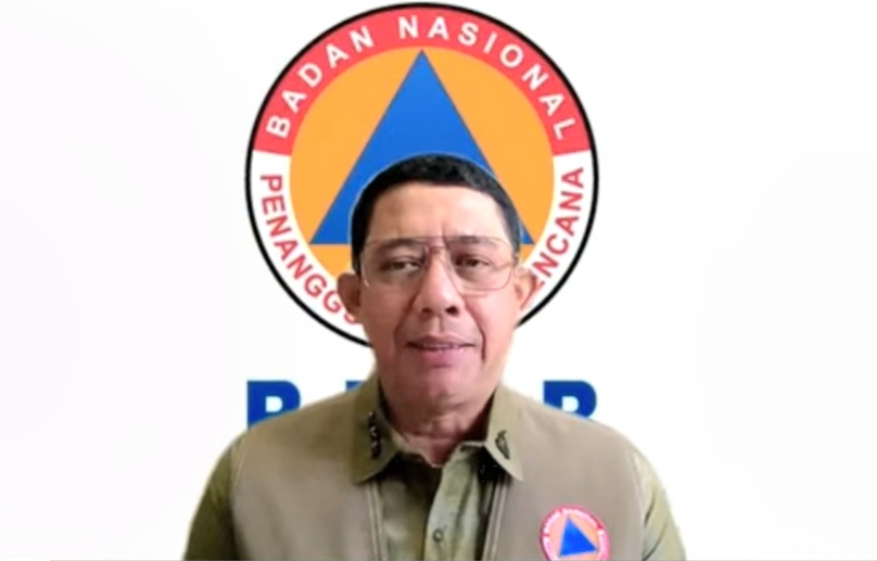 : Kepala BNPB Suharyanto saat Konferensi Pers Update Situasi Terkini Pascaerupsi Gunung Anak Krakatau, Minggu (6/9/2026)/ (SC Video BNPB).