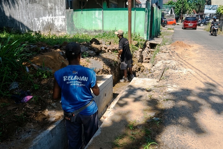 : Suasana berjalannya infratruktur pembenahan drainase untuk bencana banjir. Foto: Mc.Banjarbaru