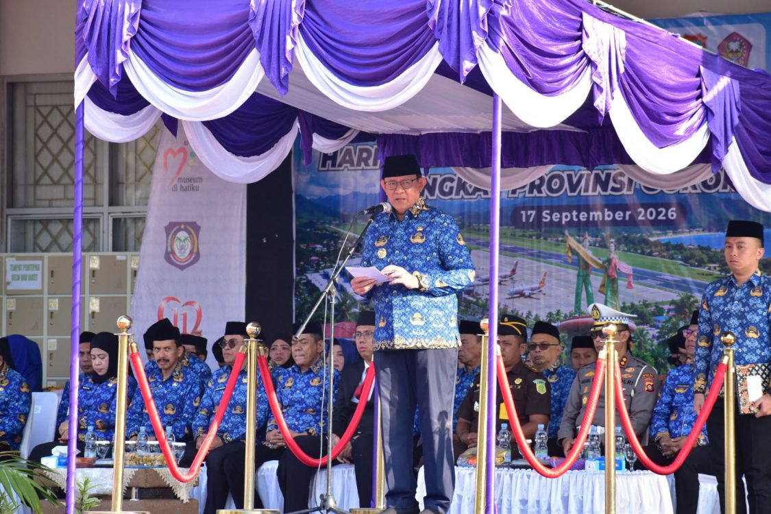 : Gubernur Gorontalo Gusnar Ismail saat menjadi Inspektur Upacara Hari Perhubungan Nasional (Harhubnas) di Lapangan Museum Purbakala (foto Rini)