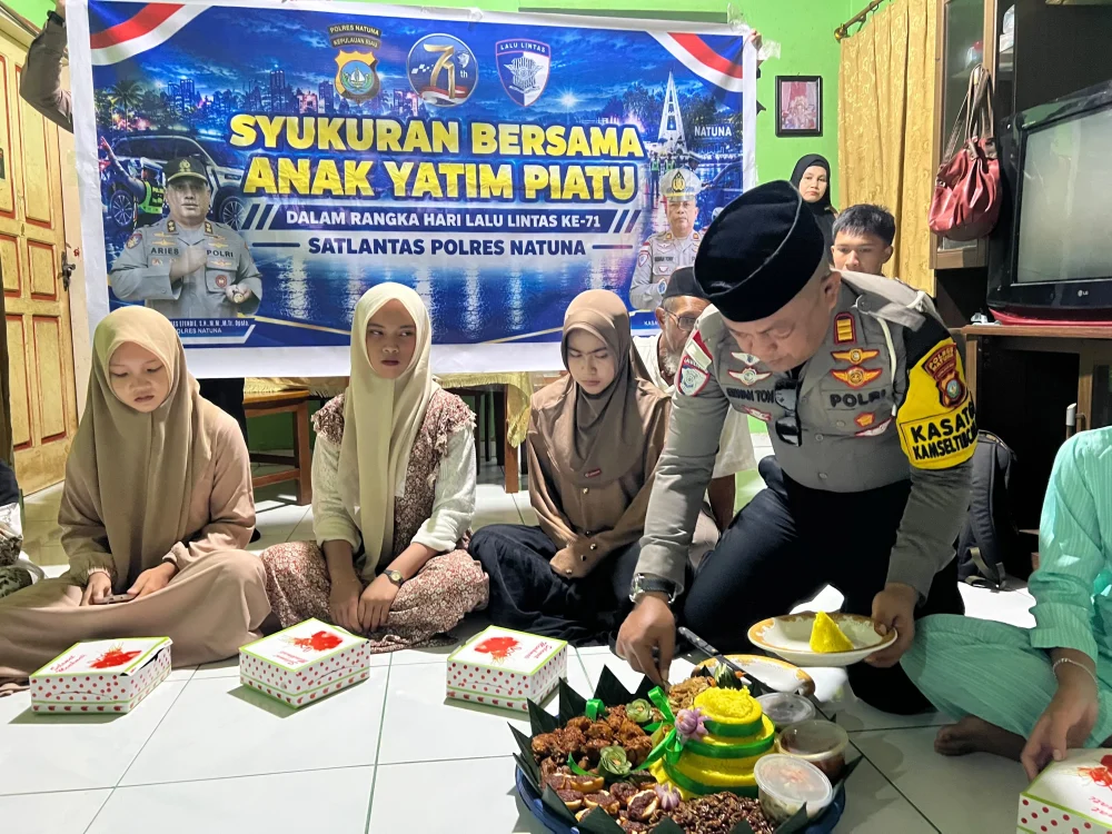 HUT ke-71 Lalu Lintas, Satlantas Natuna Natuna Gelar Doa Bersama dan Berbagi dengan Anak Yatim
