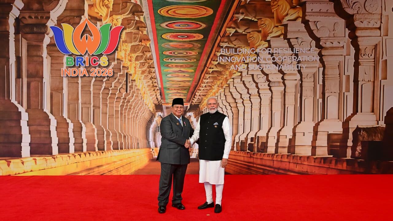 : Presiden Republik Indonesia, Prabowo Subianto, menghadiri Konferensi Tingkat Tinggi (KTT) BRICS 2026 yang digelar di Bharat Mandapam, New Delhi, Republik India, pada Sabtu (12/9/2026).Foto: BPMI Setpres/Muchlis Jr