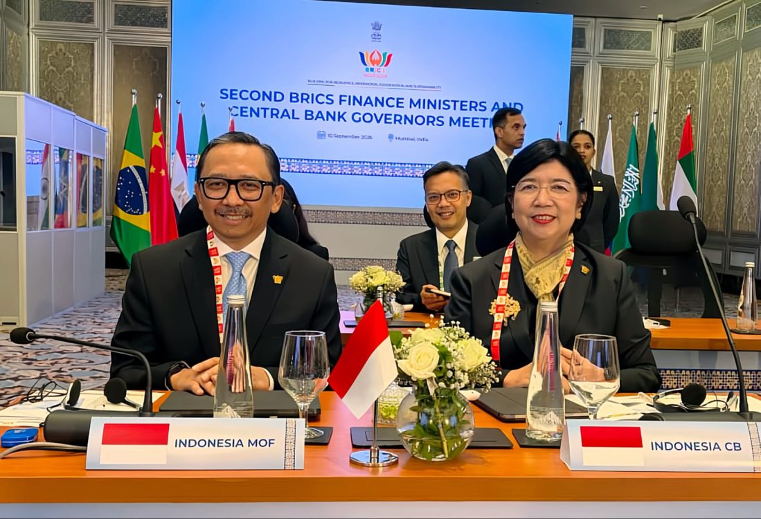 : Gubernur Bank Indonesia Destry Damayanti dan Wakil Menteri Keuangan RI Juda Agung menghadiri pertemuan Menteri Keuangan dan Gubernur Bank Sentral BRICS (2nd BRICS Finance Ministers and Central Bank Governors Meeting/BRICS FMCBG) pada 9–10 September 2026 di Mumbai, India. (Dok. Bank Indonesia)