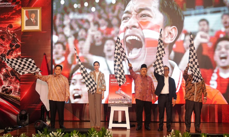 : Menko PMK Pratikno bersama Menteri PPN/Bappenas Rachmat Pambudy, Menpora Erick Thohir, dan Menpar Widiyanti Putri Wardhana dalam Peluncuran Buku Dampak MotoGP Mandalika 2025 dan Kick-Off Desain Besar Pengembangan Industri Olahraga di Jakarta, Rabu (30/9/2026). (kemenpora.go.id)