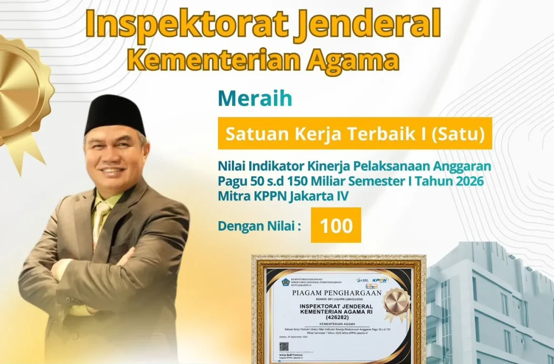 Itjen Kemenag Raih Nilai IKPA Sempurna untuk Semester I 2026