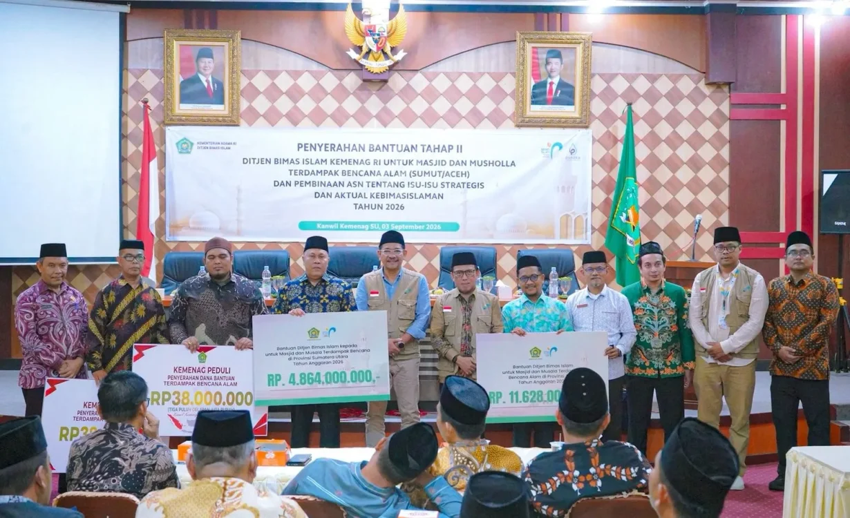 Kemenag Serahkan Rp16,49 Miliar Bantuan Tahap Dua Pemulihan Banjir-Longsor di Sumut dan Aceh