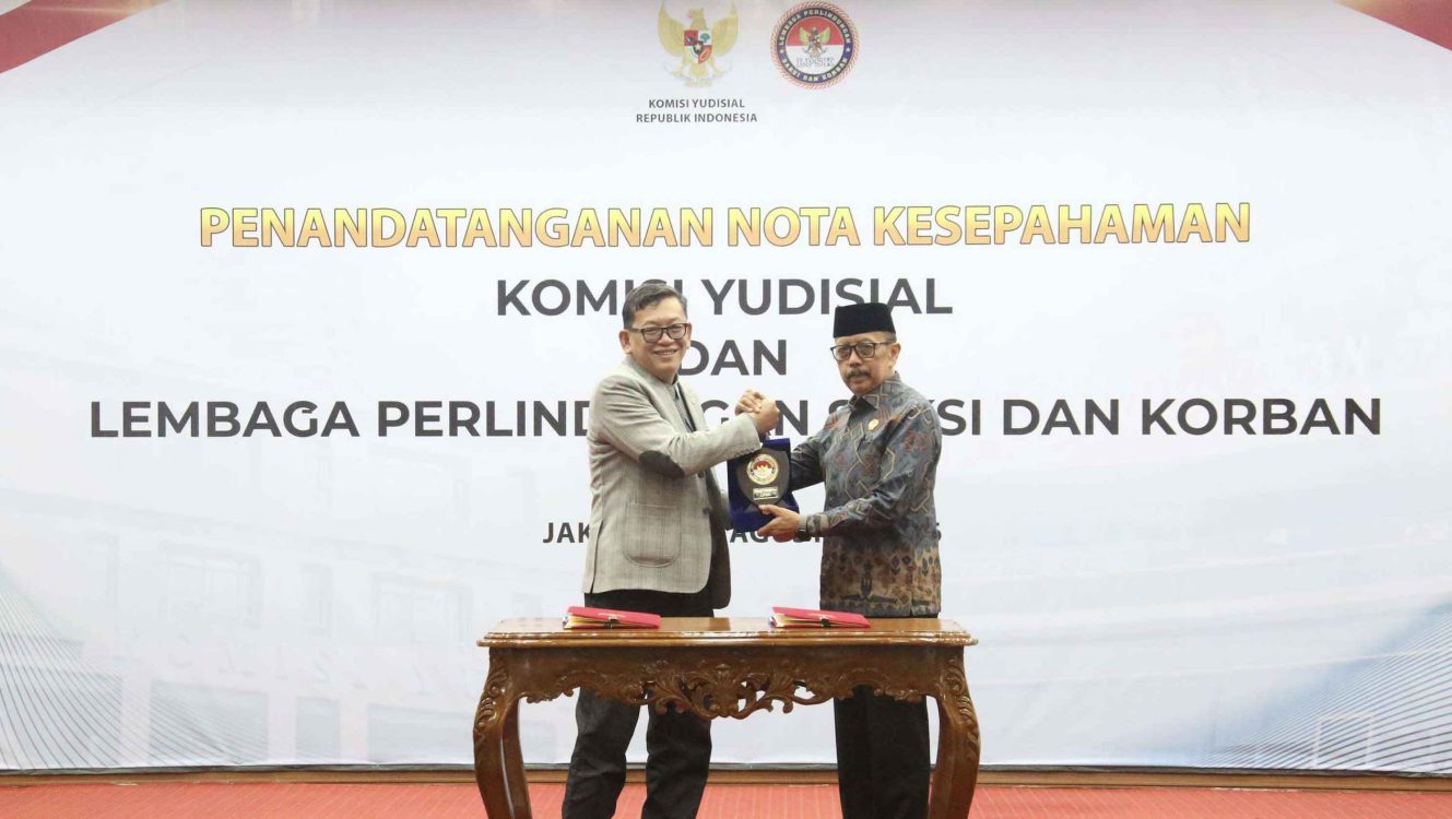 : Komisi Yudisial (KY) dan Lembaga Pelindungan Saksi dan Korban (LPSK) memperkuat sinergi pelindungan saksi dan korban dengan melakukan penandatanganan nota kesepahaman (Foto: Dok KY)