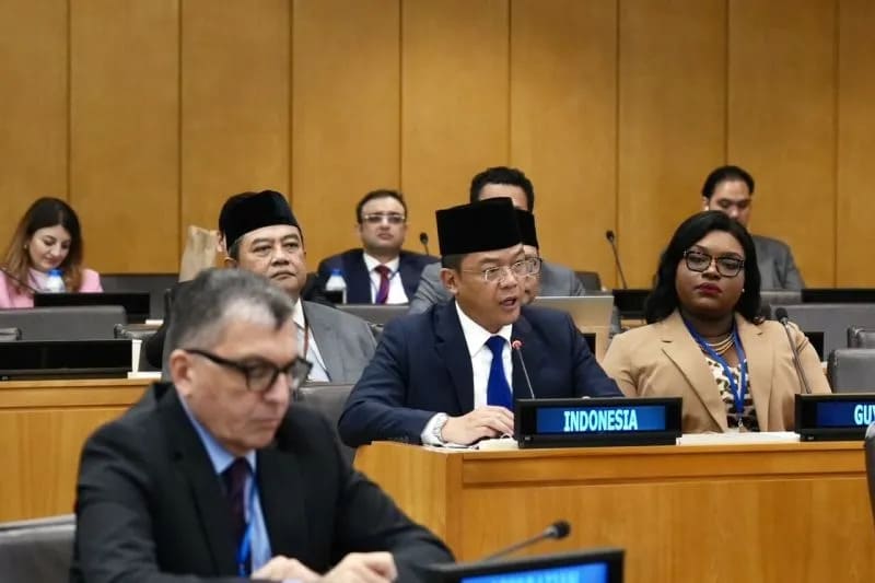 : Menteri Luar Negeri RI Sugiono dalam Pertemuan Koordinasi Tahunan Menteri Luar Negeri OKI di sela-sela High-level Week Sidang Majelis Umum ke-81 PBB di New York, Kamis (25/9/2026). (ANTARA/HO-Kemlu RI)