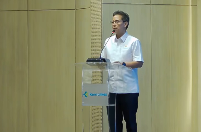 : Menteri Kesehatan Budi Gunadi Sadikin dalam acara peluncuran 5 program studi (prodi) baru Program Pendidikan Dokter Spesialis (PPDS) berbasis rumah sakit atau Hospital-Based pada Rumah Sakit Pendidikan Penyelenggara Utama (RSPPU) Batch V di Jakarta, Kamis (3/9/2026). (Foto: Kemenkes)