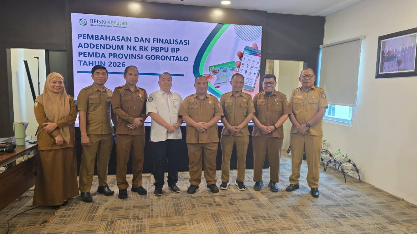 : Peserta pembahasan finalisasi addendum nota kesepakatan serta Rencana Kerja (Renja) PBPU BP Pemda Provinsi Gorontalo tahun 2026. (foto Owan)