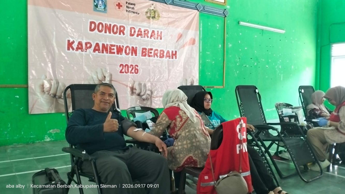 : PMI Berbah bekerja sama dengan PMI Sleman menggelar aksi donor darah memperingati Hari PMI ke-81 di Gedung Serbaguna Kalurahan Sendangtirto, Berbah, Sleman, Kamis (17/9/2026).