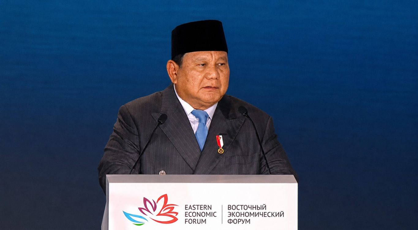 : – Presiden Prabowo Subianto saat memberikan pidato sebagai tamu kehormatan utama pada Eastern Economic Forum (EEF) ke-11 di Vladivostok, Rusia, Kamis (3/9/2026). Tangkapan Layar BPMI Setpres